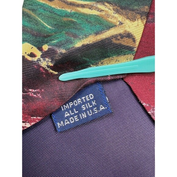 VTG 90s Ducks Unlimited Mallard Waterfowl Hunting Wildlife Silk Tie Made in USA - Picture 3 of 9